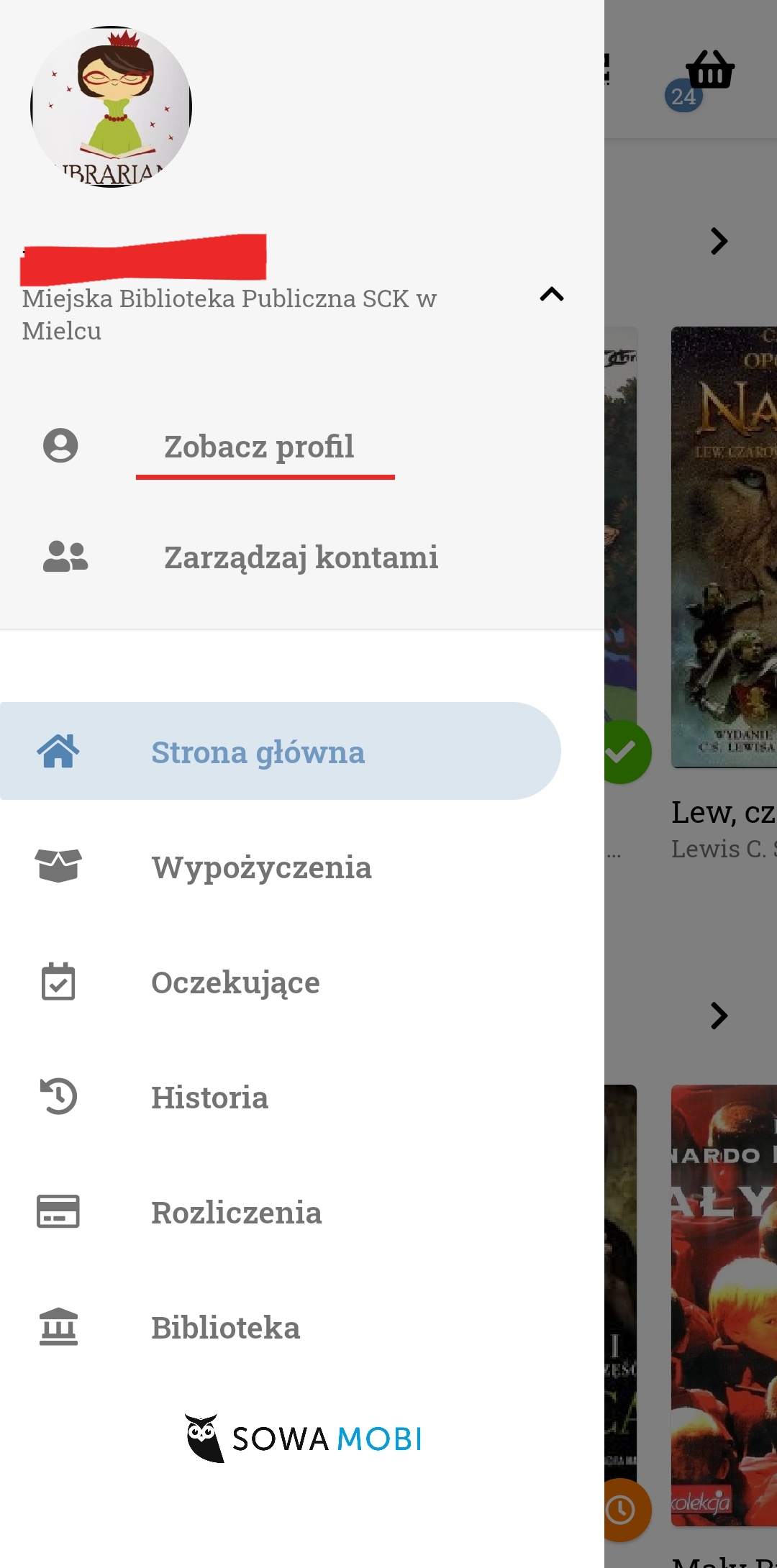 Konto czytelnika w aplikacji SowaMobi